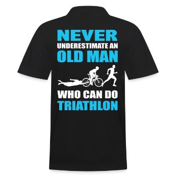 Never Underestimate An Old Man Who Can Do - Men's Polo Shirt - black - Back - Kai (181cm)