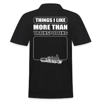 Trainspotter Things I Like More Than Trainspotting - Men's Polo Shirt - black - Back - Kai (181cm)