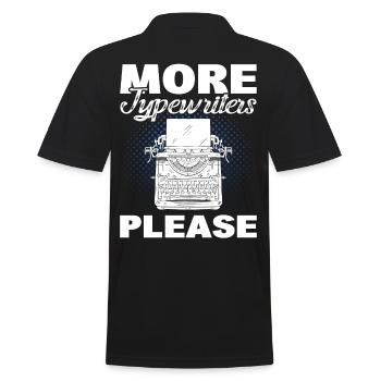 More Typewriters Please Typewriter Author - Men's Polo Shirt - black - Back - Kai (181cm)