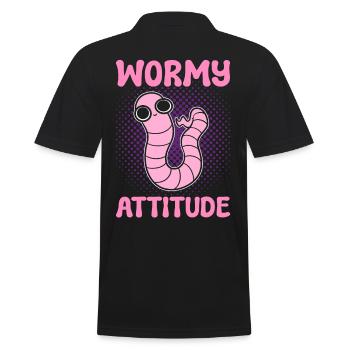 Wormy Attitude Worm Farming Vermiculture Worm - Men's Polo Shirt - black - Back - Kai (181cm)