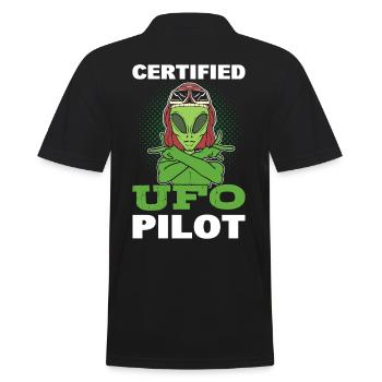 Certified UFO Pilot UFO Alien Hunter - Männer Poloshirt - Schwarz - Hinten - Kai (181cm)