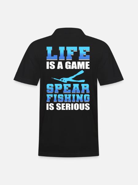 Het leven is een spel Speervissen is serieus - Mannen poloshirt - zwart
