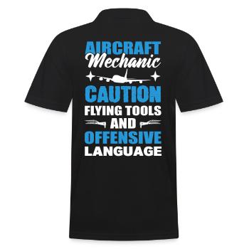 Aircraft Mechanic Caution Flying Tools And - Men's Polo Shirt - black - Back - Kai (181cm)
