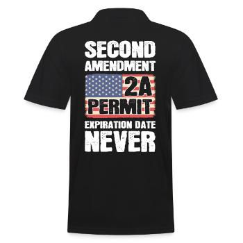 Second Amendment 2A Permit Expiration Date Never - Men's Polo Shirt - black - Back - Kai (181cm)