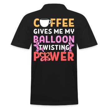 Coffee Gives Me My Balloon Twisting Power Balloon - Männer Poloshirt - Schwarz - Hinten - Kai (181cm)