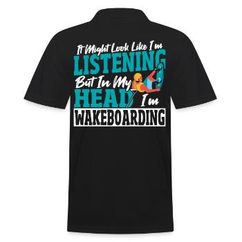 Wakeboarder In My Head I'm Wakeboarding - Men's Polo Shirt - black - Back - Kai (181cm)