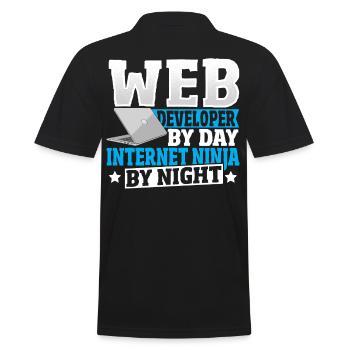 Web Developer By Day Internet Ninja By Night - Männer Poloshirt - Schwarz - Hinten - Kai (181cm)