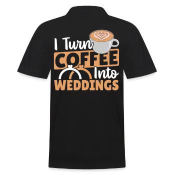 Hochzeitsplanung I Turn Coffee Into Weddings - Männer Poloshirt - Schwarz - Hinten - Kai (181cm)