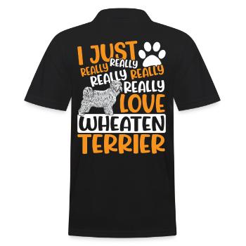 Wheatie Hund Ich liebe Wheaten Terrier einfach - Männer Poloshirt - Schwarz - Hinten - Kai (181cm)