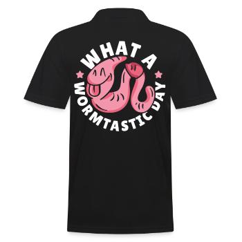 What A Wormtastic Day Worm Farming Vermiculture - Men's Polo Shirt - black - Back - Kai (181cm)