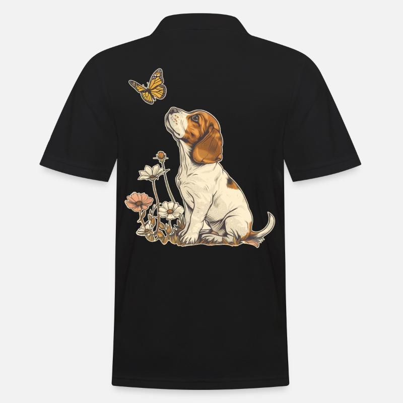 Beagle und Schmetterling - Männer Poloshirt - Schwarz