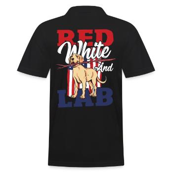 4th Of July Red Stripes American Flag Labrador - Men's Polo Shirt - black - Back - Kai (181cm)