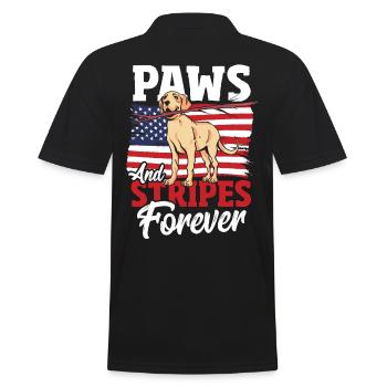 Black Lab Dog Holding July 4th Patriotic USA Flag - Men's Polo Shirt - black - Back - Kai (181cm)
