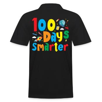 100th Day of School 100 Days Smarter Books Space - Men's Polo Shirt - black - Back - Kai (181cm)