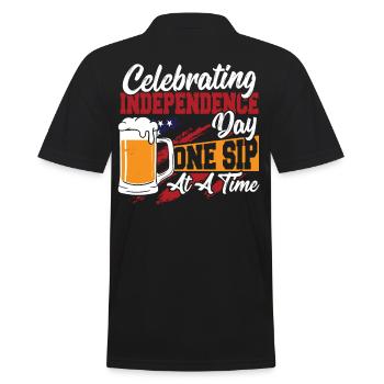 Merica Amerikanische Flagge Bierflasche 4. Juli - Männer Poloshirt - Schwarz - Hinten - Kai (181cm)