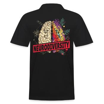 Neurodiversity Brain Autism Awareness Asd ADHD - Men's Polo Shirt - black - Back - Kai (181cm)