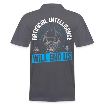 Cyborg AI Roboter Ingenieur Prompt Ingenieur - Männer Poloshirt - Anthrazit - Hinten - Nico (186cm)
