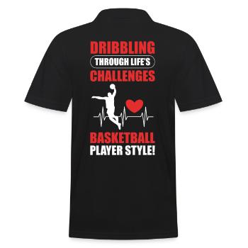 Sport Korbball Basketballspieler - Männer Poloshirt - Schwarz - Hinten - Kai (181cm)
