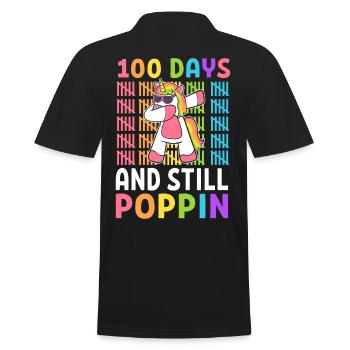 Frohe 100 Tage Schule und immer noch Poppin 100th - Männer Poloshirt - Schwarz - Hinten - Kai (181cm)