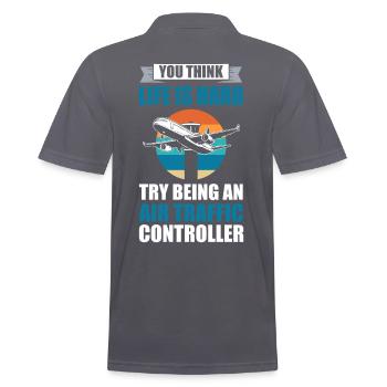 Aviation Aircraft Runway Air Traffic Controller - Men's Polo Shirt - charcoal grey - Back - Nico (186cm)
