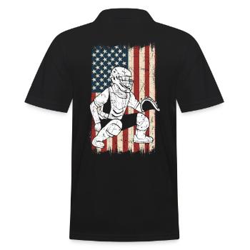 Baseball amerikanische Flagge patriotische - Männer Poloshirt - Schwarz - Hinten - Kai (181cm)