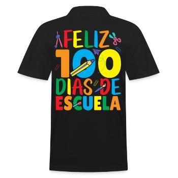 Feliz 100 Dias de Escuela Spanish Happy 100th Day - Men's Polo Shirt - black - Back - Kai (181cm)