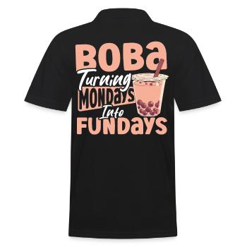 Chai Tee Schwarzer Tee Eistee Boba Tee - Männer Poloshirt - Schwarz - Hinten - Kai (181cm)