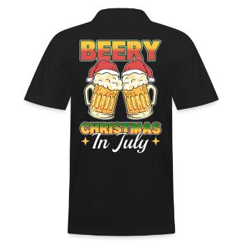 Christmas in July Hawaiian Funny Summer Xmas - Men's Polo Shirt - black - Back - Kai (181cm)