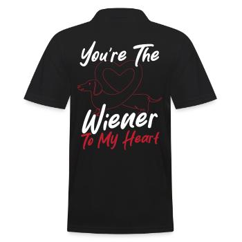 Hearts Long Dog Wiener Dog - Men's Polo Shirt - black - Back - Kai (181cm)