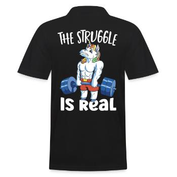 Deadlift Bench Dumbbells Unicorn Deadlifting - Männer Poloshirt - Schwarz - Hinten - Kai (181cm)