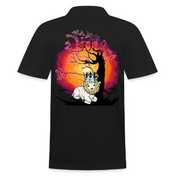 Tree, Cherry Blossom, Cherry Blossom, Sheep, Lion, Crown - Men's Polo Shirt - black - Back - Kai (181cm)