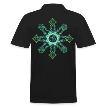 Blue/Green Om - Männer Poloshirt - Schwarz - Hinten - Kai (181cm)