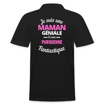 Je suis une Maman géniale Et une Parisienne - Polo Homme - noir - Dos - Kai (181cm)