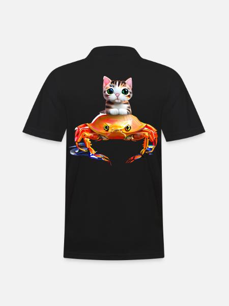 Bébé chat sur crabe - Polo Homme - noir