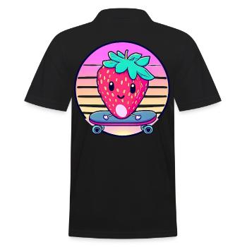 Skateboard fraise au coucher du soleil - Polo Homme - noir - Dos - Kai (181cm)
