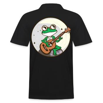 Mondschein Frosch mit Gitarre - Männer Poloshirt - Schwarz - Hinten - Kai (181cm)