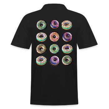 Donuts zwölf bunte bunt - Männer Poloshirt - Schwarz - Hinten - Kai (181cm)