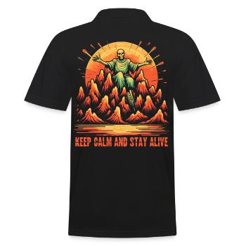 Stay calm and stay alive - Men's Polo Shirt - black - Back - Kai (181cm)