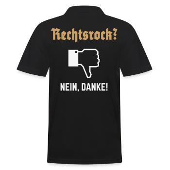 Rechtsrock? Nein, Danke! (Gegen Rechts / N / 2C) - Männer Poloshirt - Schwarz - Hinten - Kai (181cm)