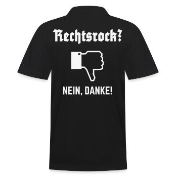 Rechtsrock? Nein, Danke! (Gegen Rechts / N / 1C) - Männer Poloshirt - Schwarz - Hinten - Kai (181cm)