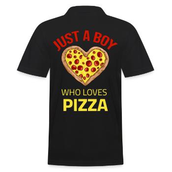 just a boy who loves pizza - Männer Poloshirt - Schwarz - Hinten - Kai (181cm)