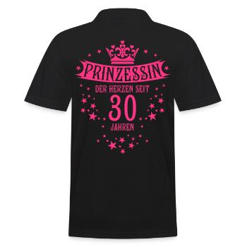 Prinzessin der Herzen seit 30 Jahren Geburtstag - Männer Poloshirt - Schwarz - Hinten - Kai (181cm)