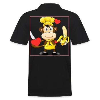 Bananen Affe kocht - Männer Poloshirt - Schwarz - Hinten - Kai (181cm)