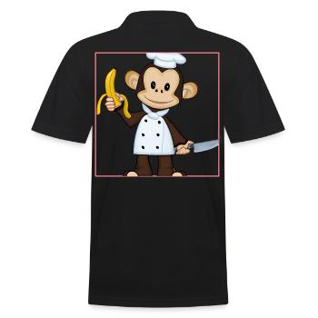 Bananen Affe kocht - Männer Poloshirt - Schwarz - Hinten - Kai (181cm)