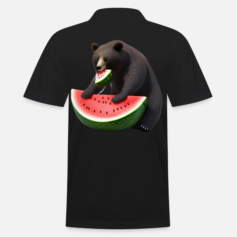 Bär mit Wassermelone - Männer Poloshirt - Schwarz