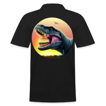 Cheeseburger Dinosauerier - Männer Poloshirt - Schwarz - Hinten - Kai (181cm)