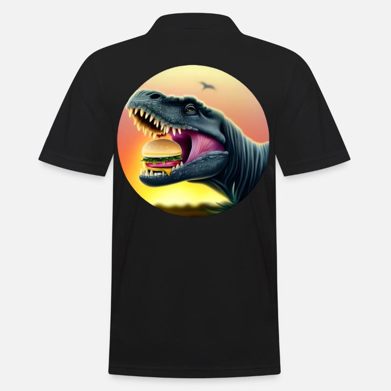 Cheeseburger Dinosauerier - Männer Poloshirt - Schwarz