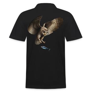 The fish-catching owl - Men's Polo Shirt - black - Back - Kai (181cm)