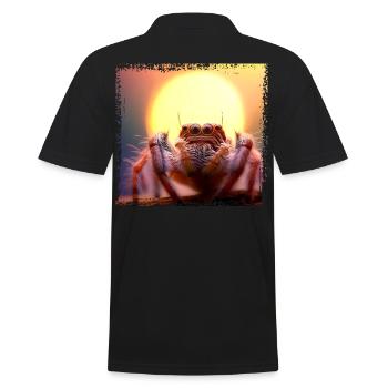 Springspinne im Sonnenuntergang - Männer Poloshirt - Schwarz - Hinten - Kai (181cm)