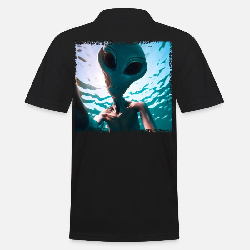Alien Selfie - Unterwasserabenteuer - Männer Poloshirt - Schwarz